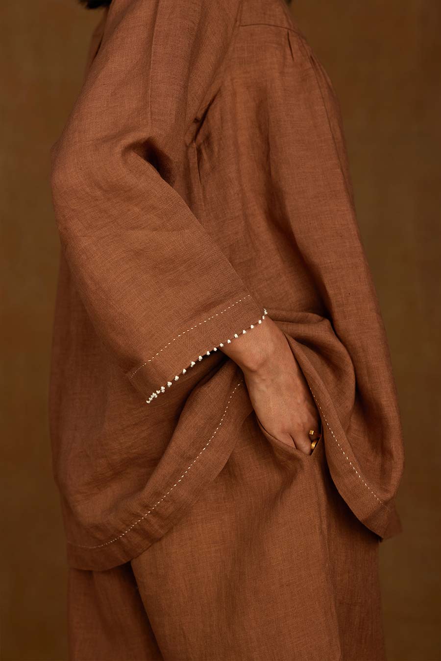 Brown Linen Kurta Set