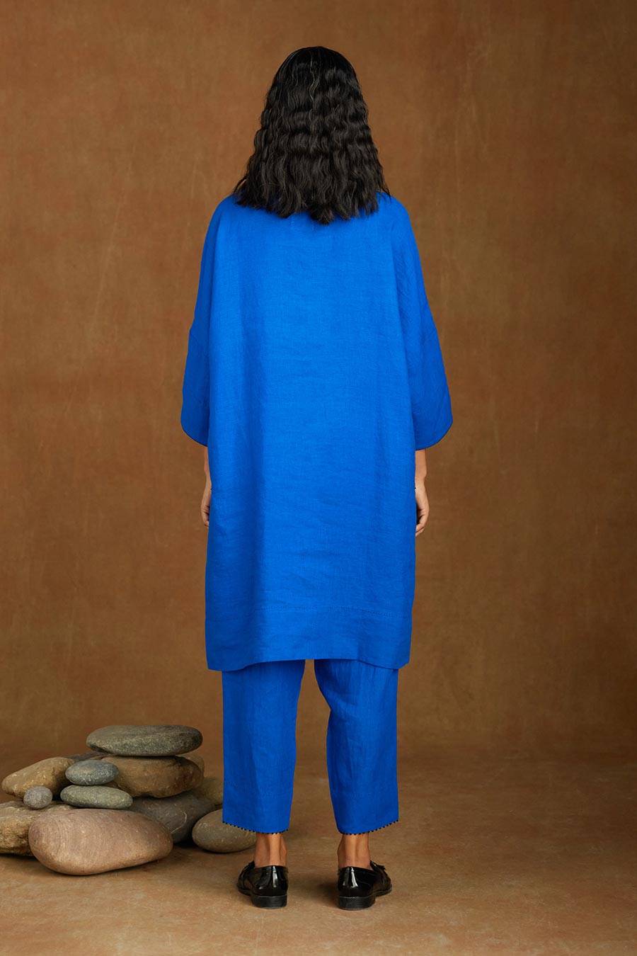 Blue Linen Kurta Set