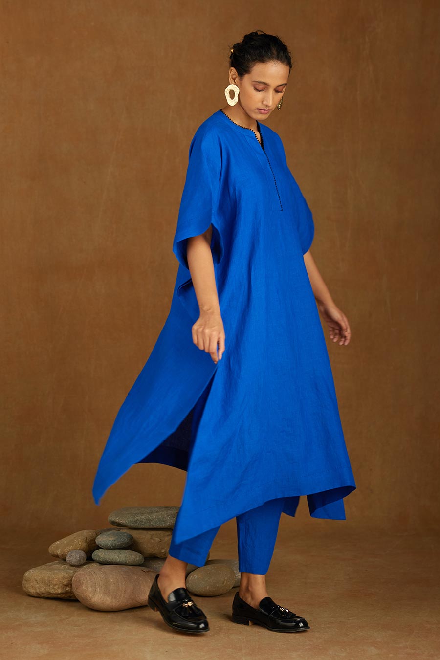 Blue Linen Kurta Set