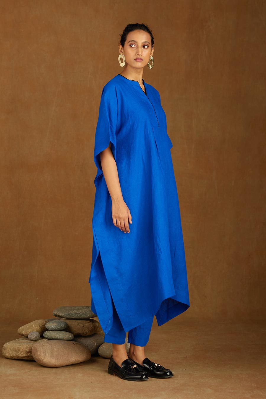 Blue Linen Kurta Set