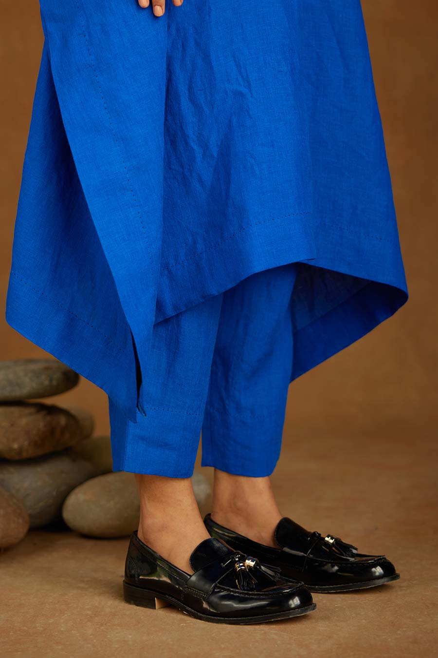 Blue Linen Kurta Set