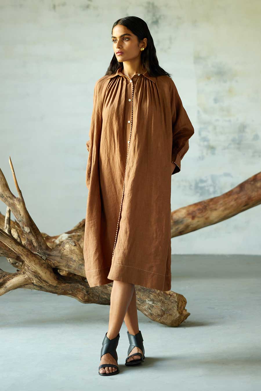 Brown Linen Dress