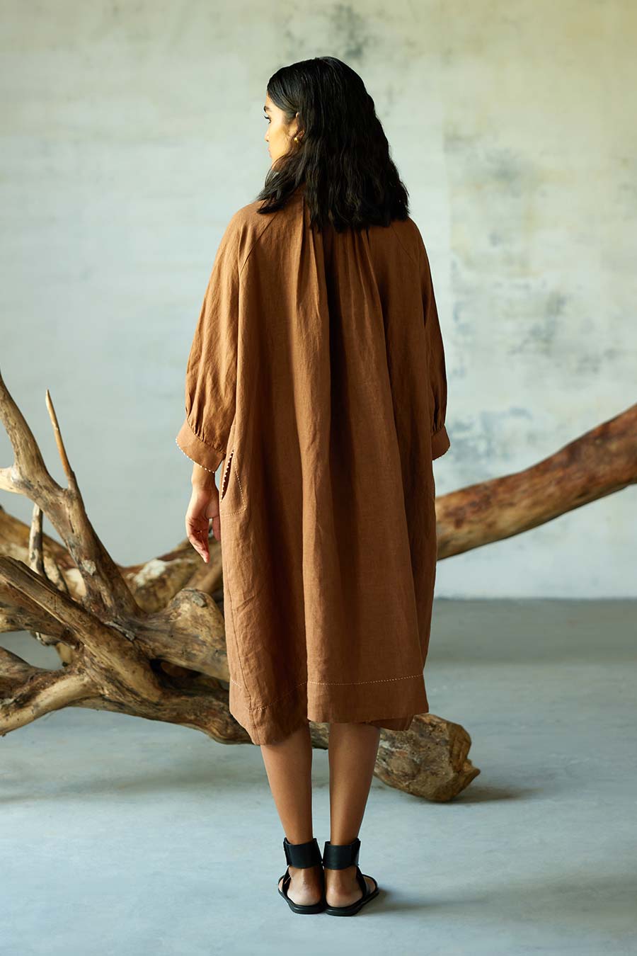 Brown Linen Dress