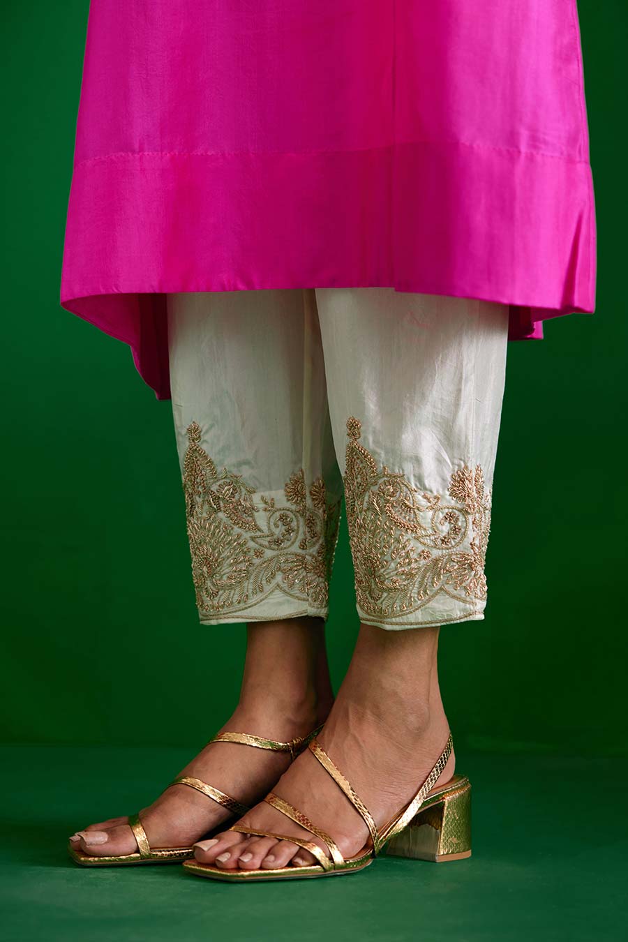 Rose Pink Silk Embroidered Kurta & Pant Set