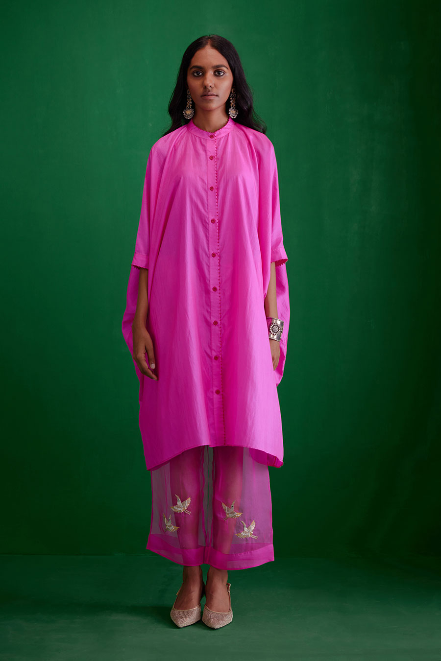 Rose Pink Silk Embroidered Kurta & Pant Set