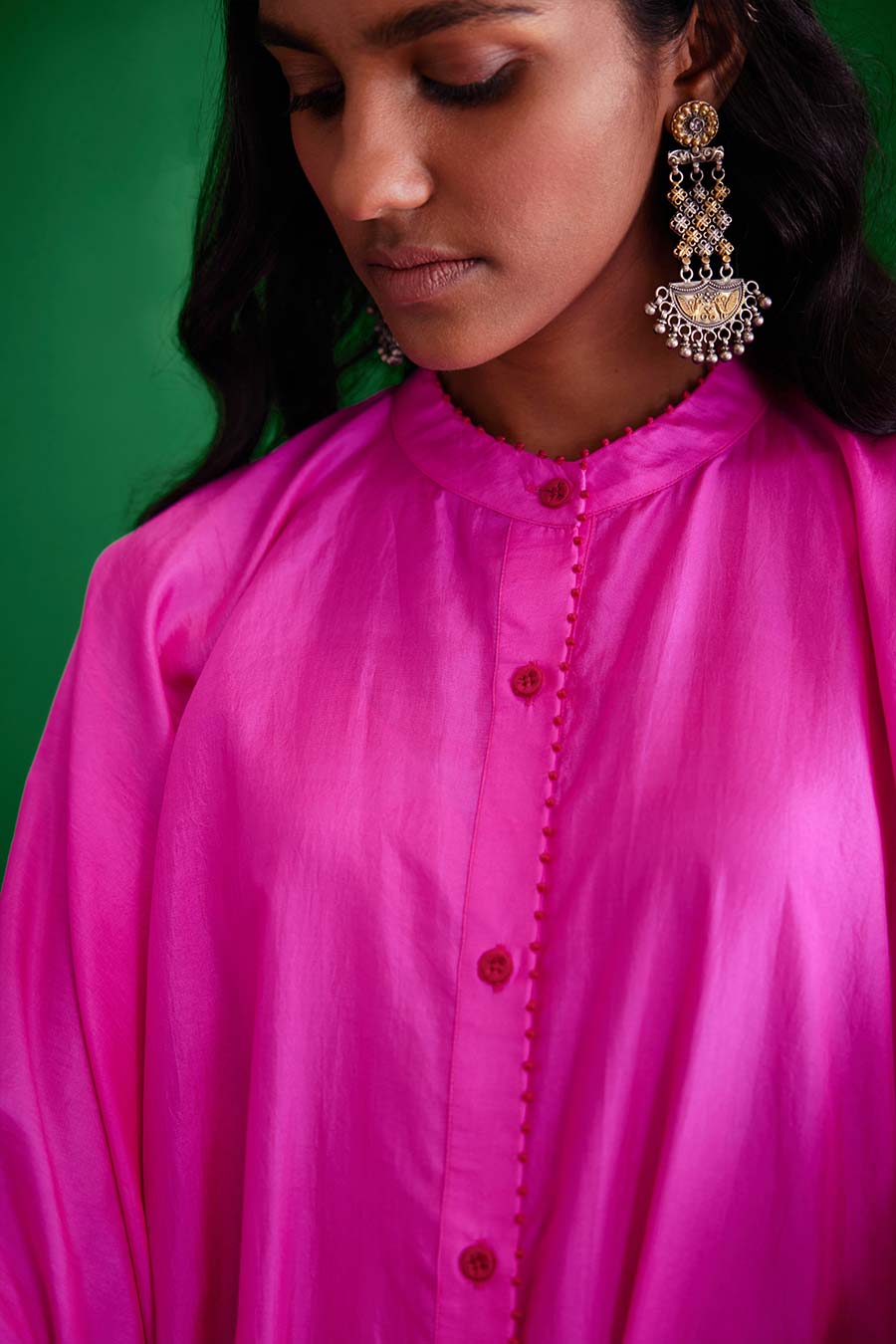 Rose Pink Silk Embroidered Kurta & Pant Set