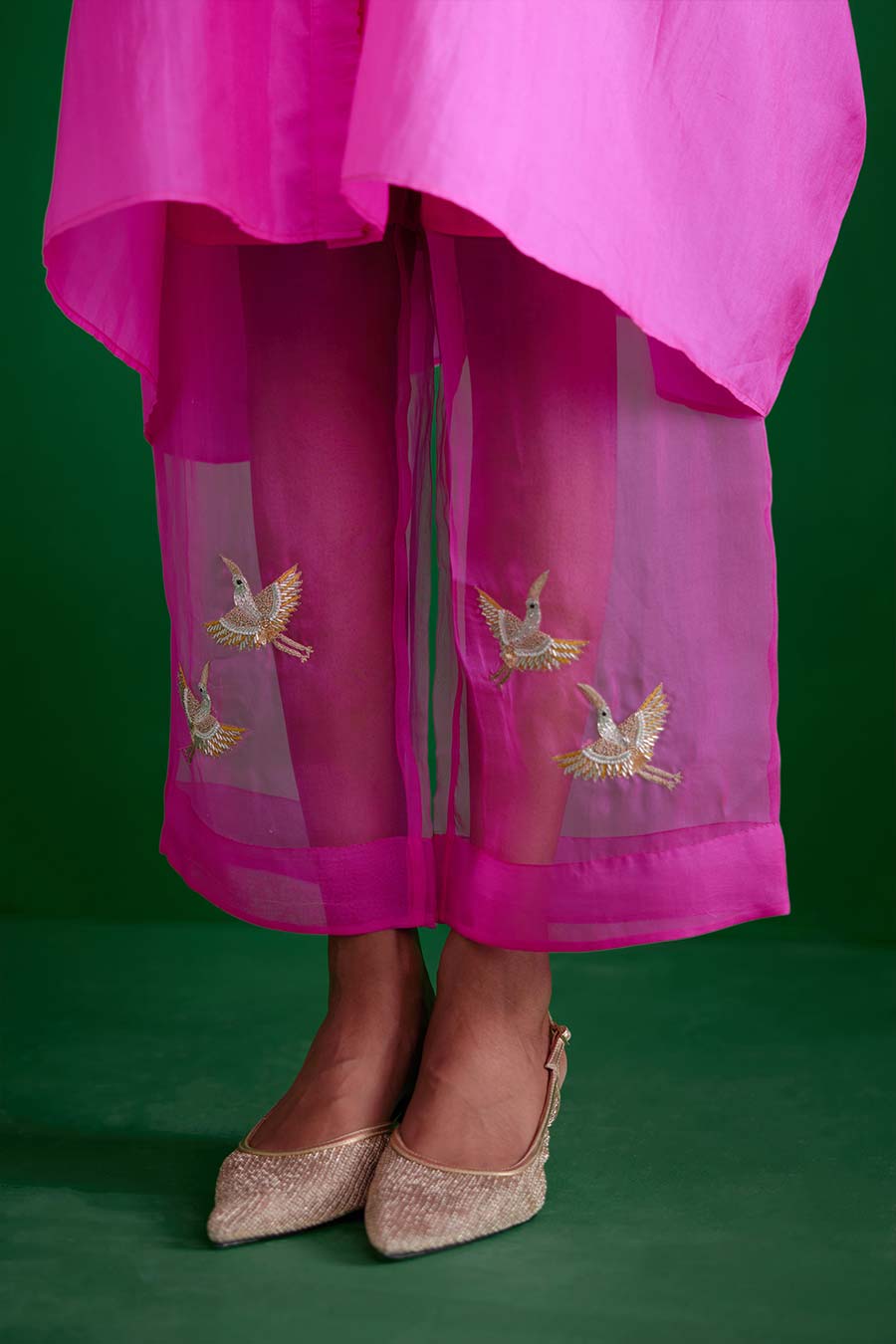 Rose Pink Silk Embroidered Kurta & Pant Set