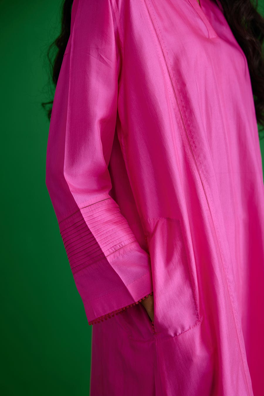 Rose Pink Silk Embroidered Kurta & Pant Set