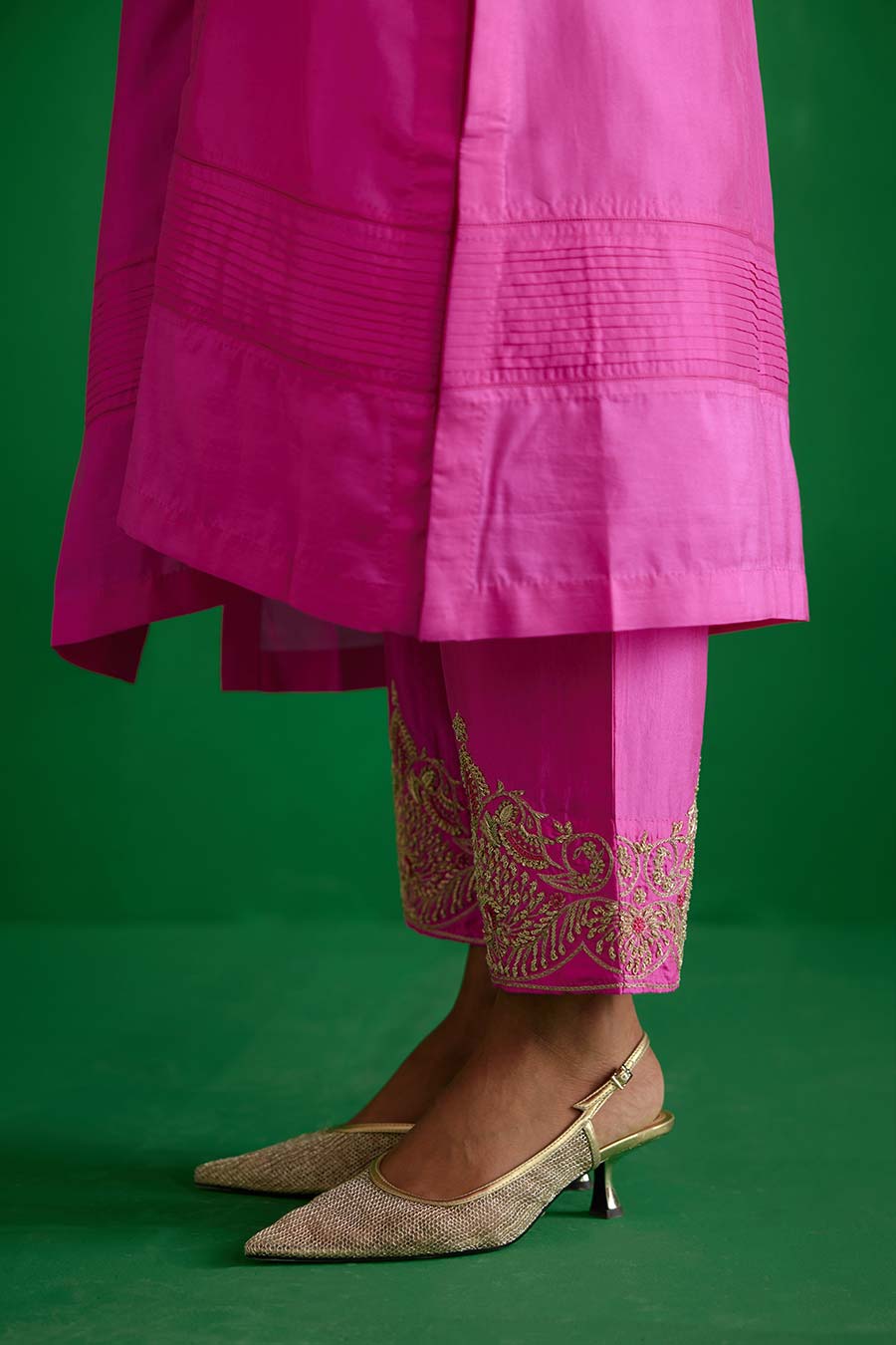 Rose Pink Silk Embroidered Kurta & Pant Set