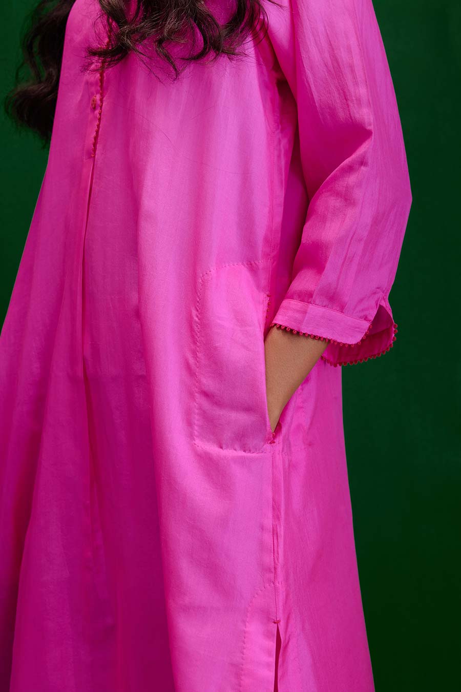 Rose Pink Silk Embroidered Kurta & Pant Set