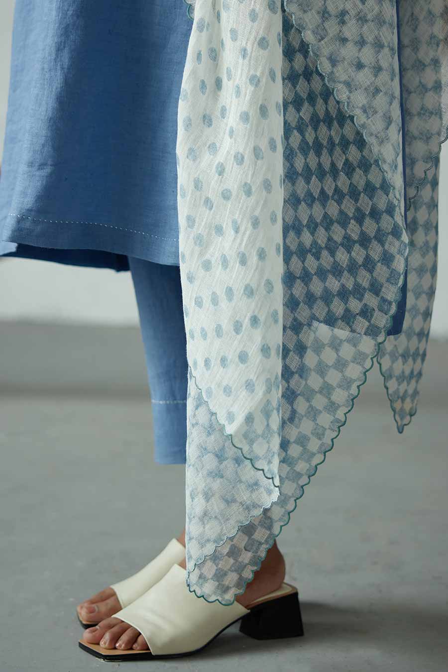 Blue Linen Kurta Set