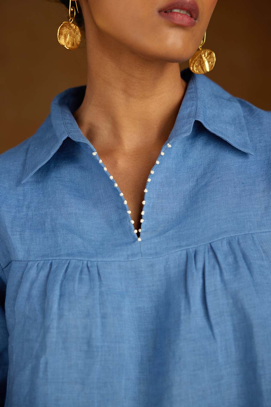 Blue Linen Kurta Set