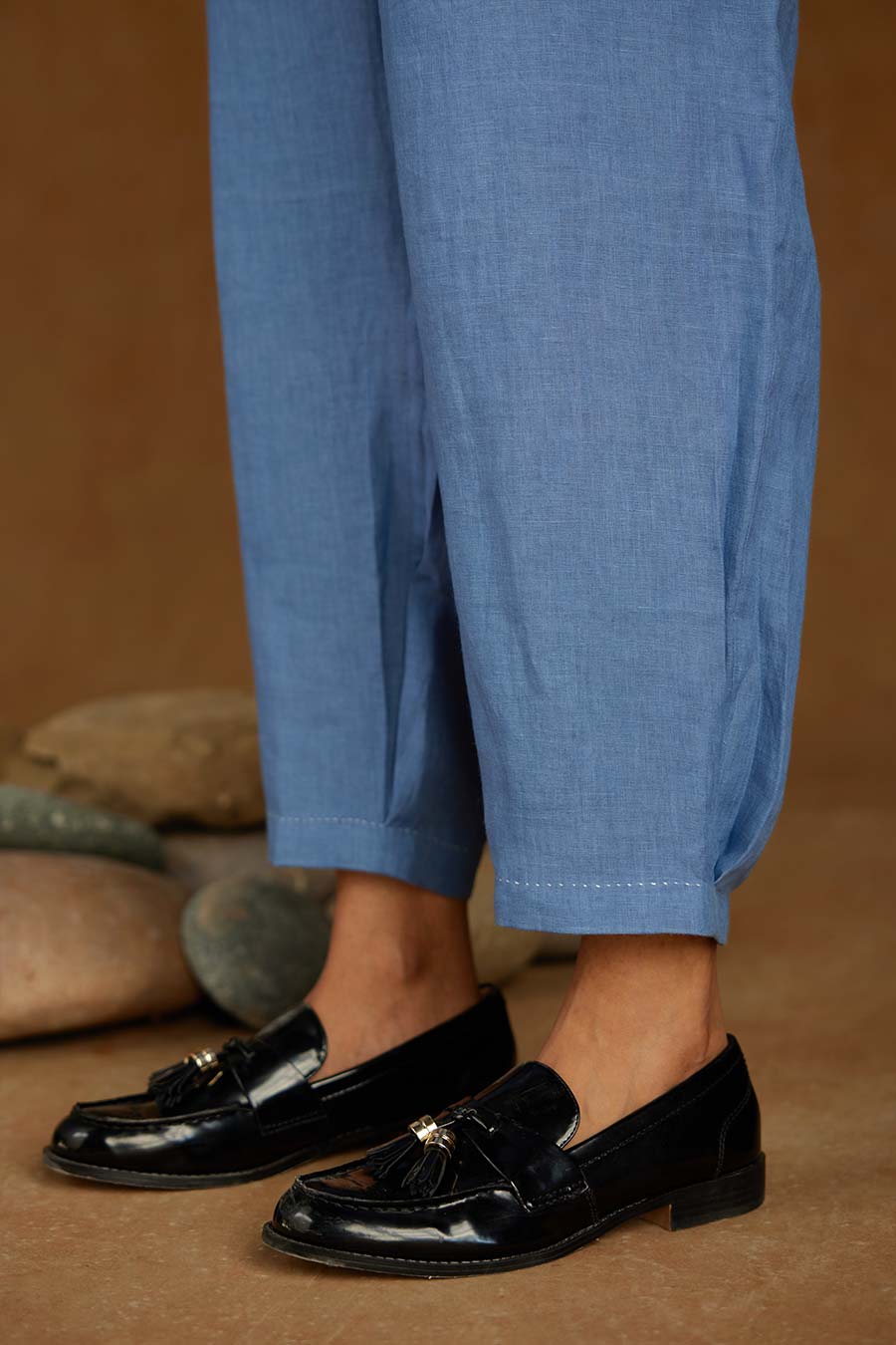Blue Linen Kurta Set