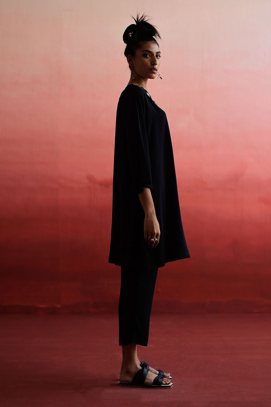 Black Embroidered Kurta & Pant Co-Ord Set