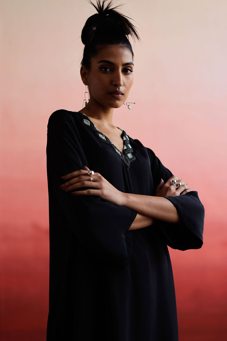Black Embroidered Kurta & Pant Co-Ord Set