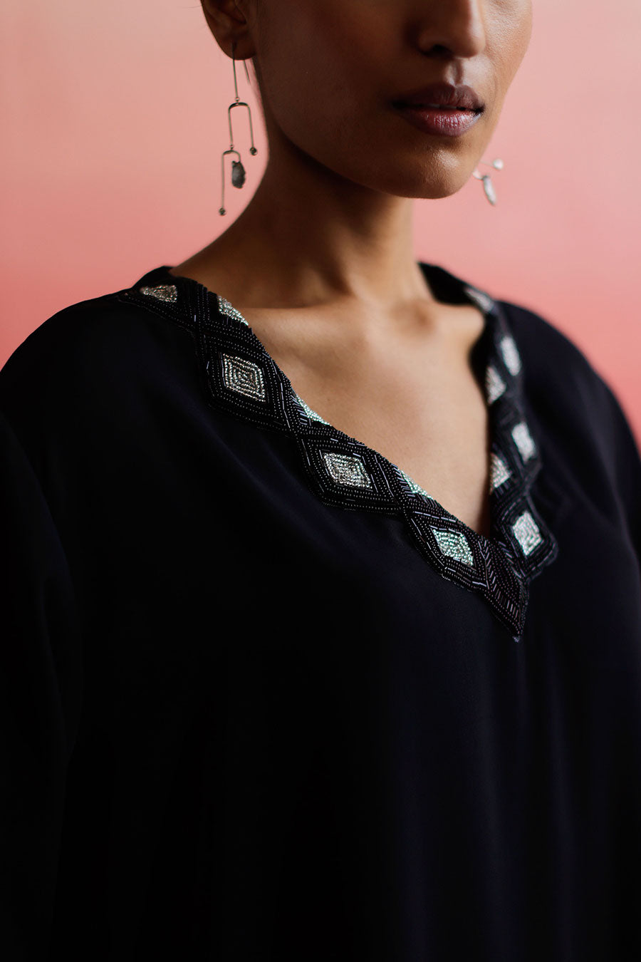 Black Embroidered Kurta & Pant Co-Ord Set