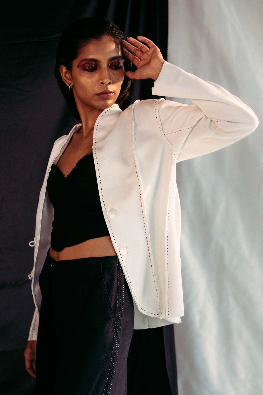White Embroidered Suede Jacket