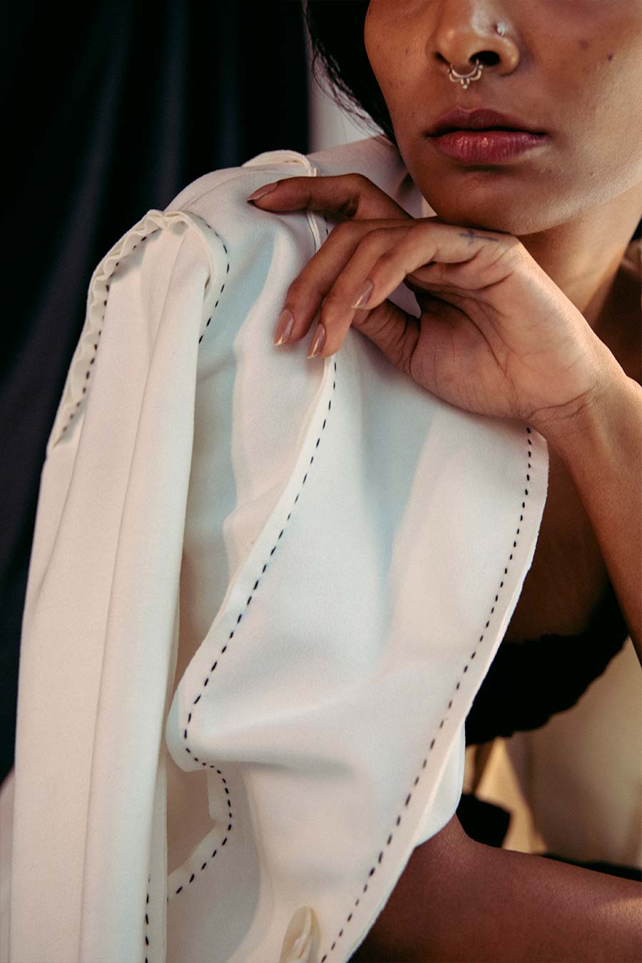 White Embroidered Suede Jacket