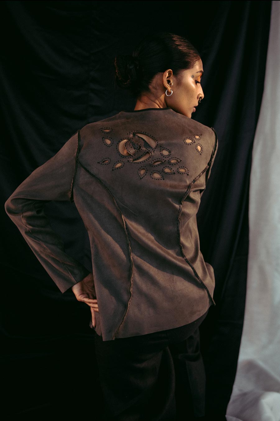 Green Embroidered Suede Jacket