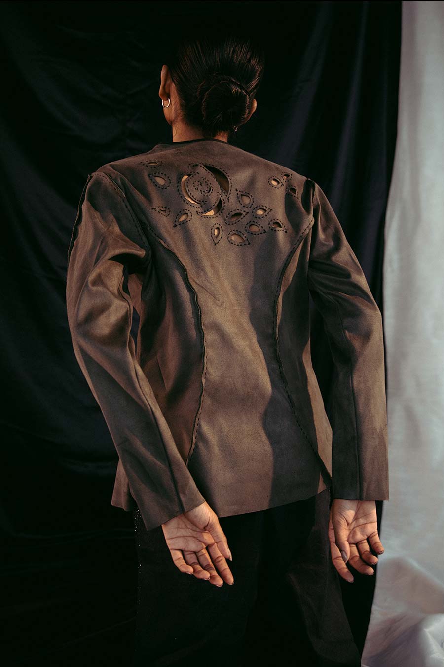 Green Embroidered Suede Jacket