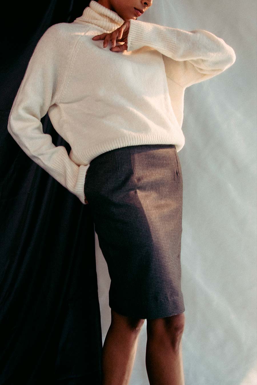 Grey Checks Tweed Skirt