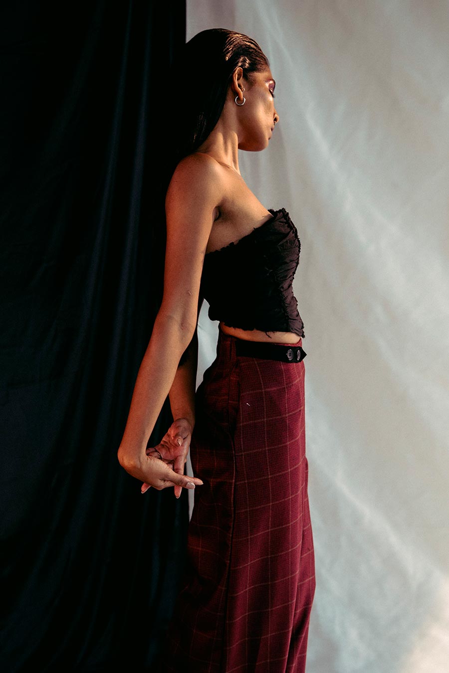 Red Checks Tweed Pants