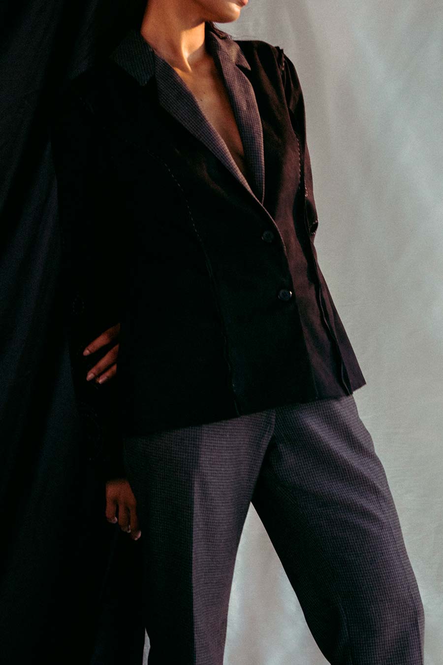 Grey Checks Tweed Pants