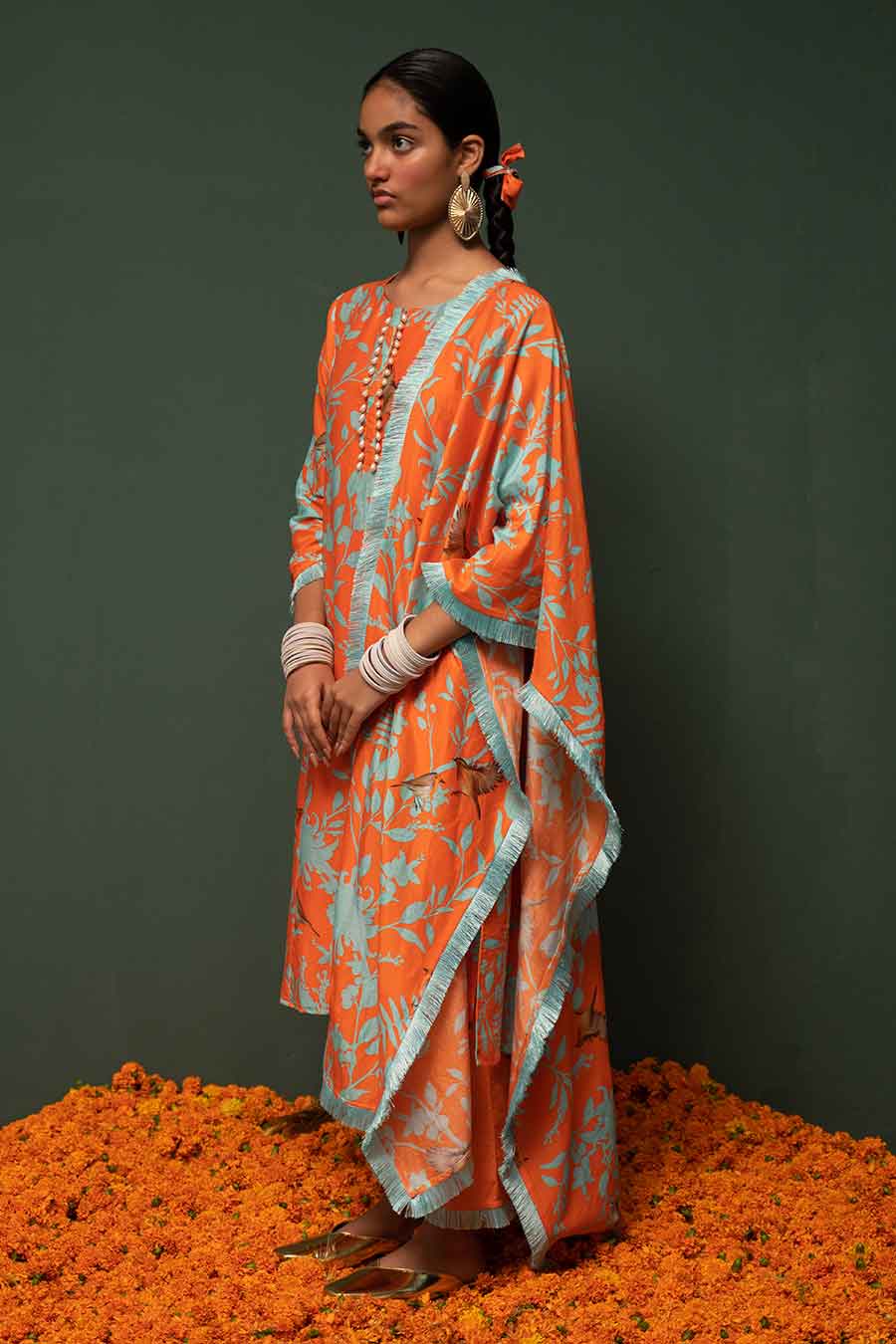Masakali Orange Printed Kurta Set