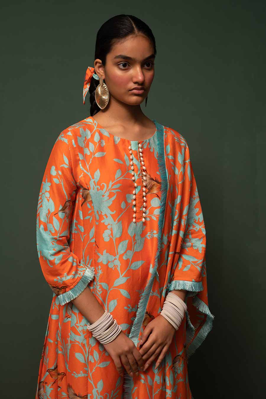Masakali Orange Printed Kurta Set