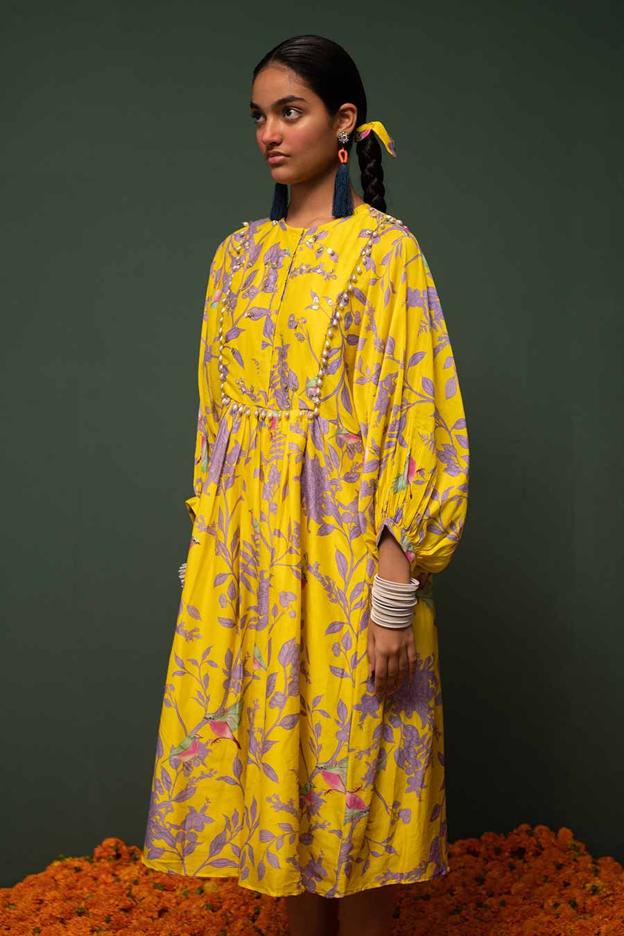 Masakali Yellow Embroidered Dress