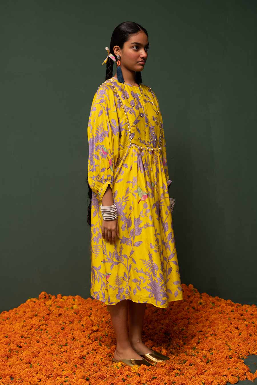 Masakali Yellow Embroidered Dress