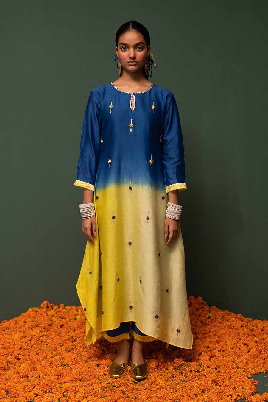 Masakali Blue Ombre Assymetric Kurta Set