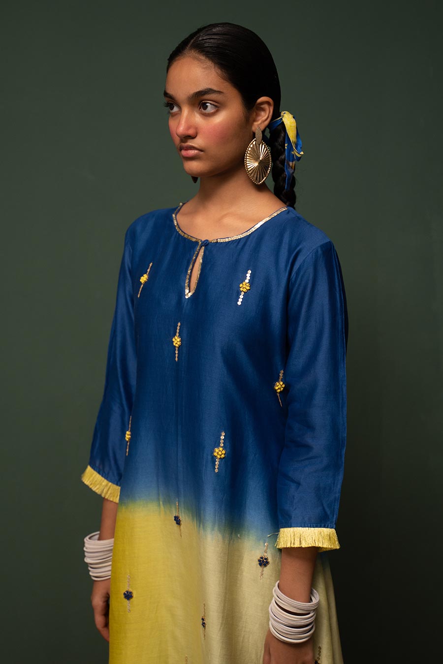 Masakali Blue Ombre Assymetric Kurta Set