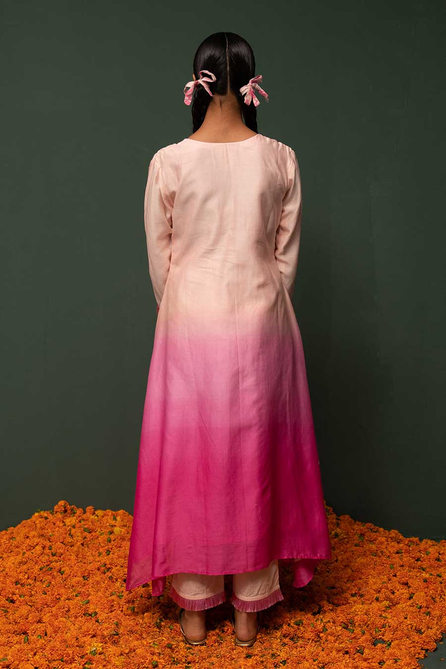 Masakali Pink Ombre Assymetric Kurta Set