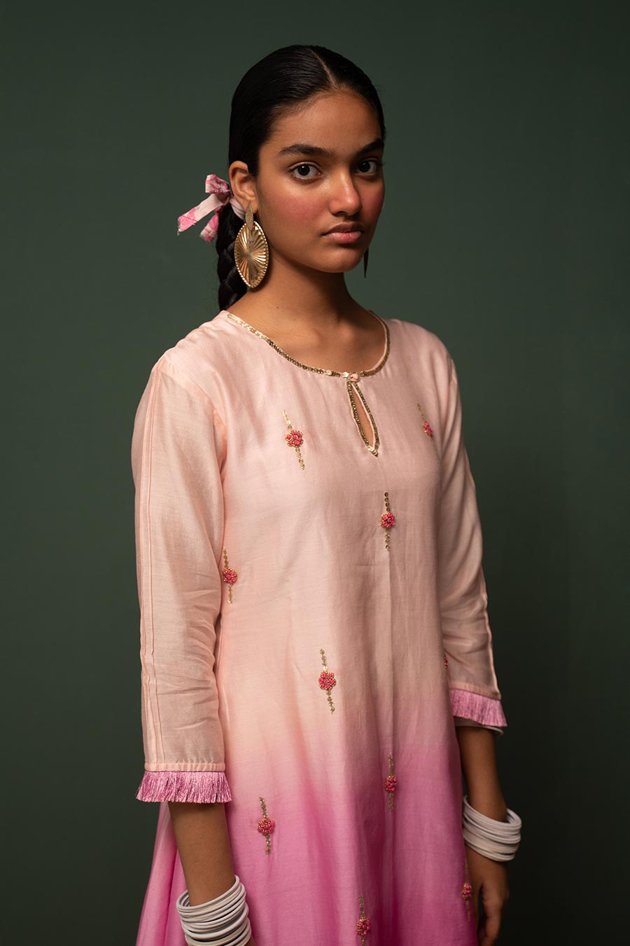 Masakali Pink Ombre Assymetric Kurta Set