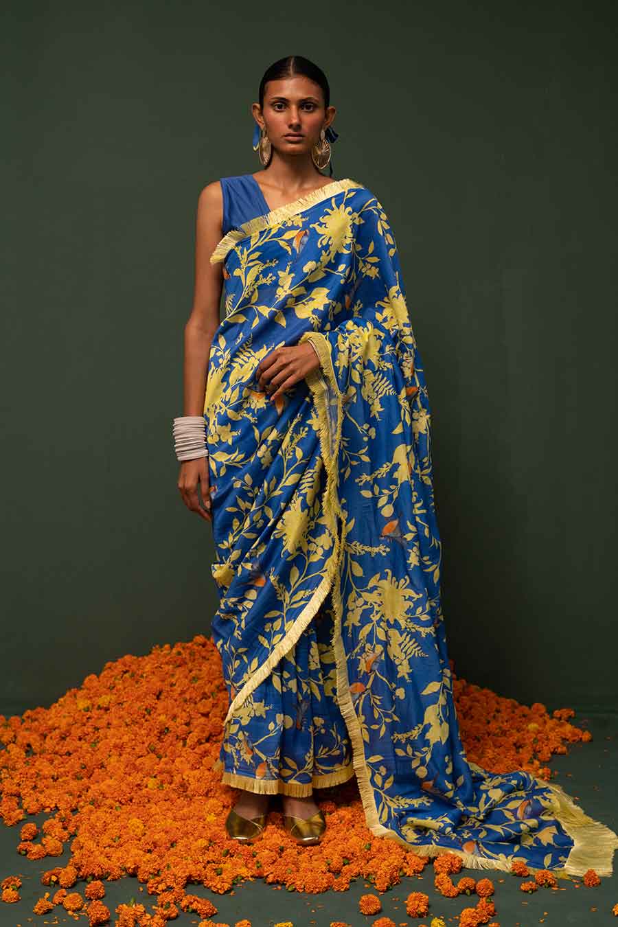Masakali Blue Printed Saree