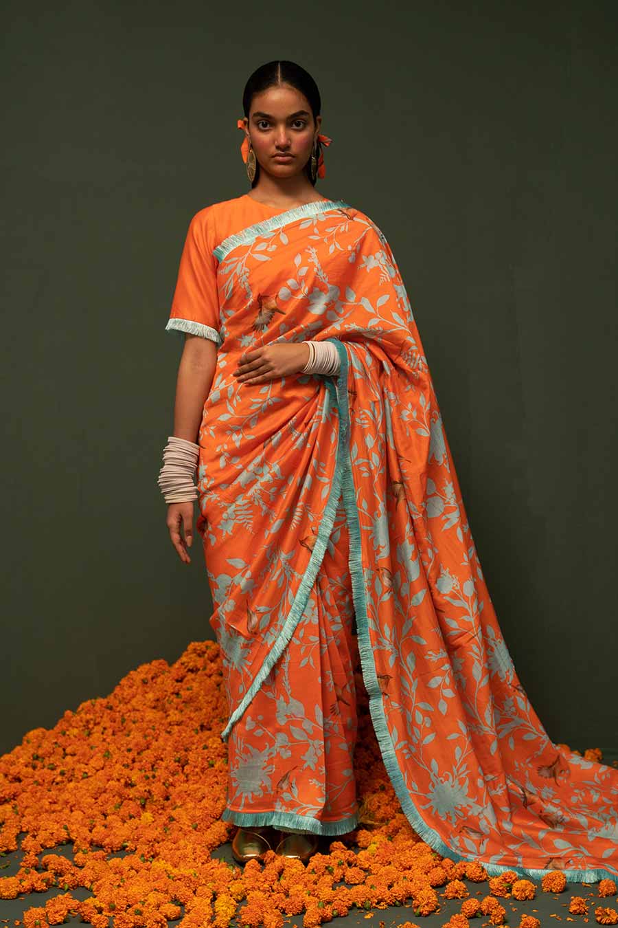 Masakali Orange Printed Saree