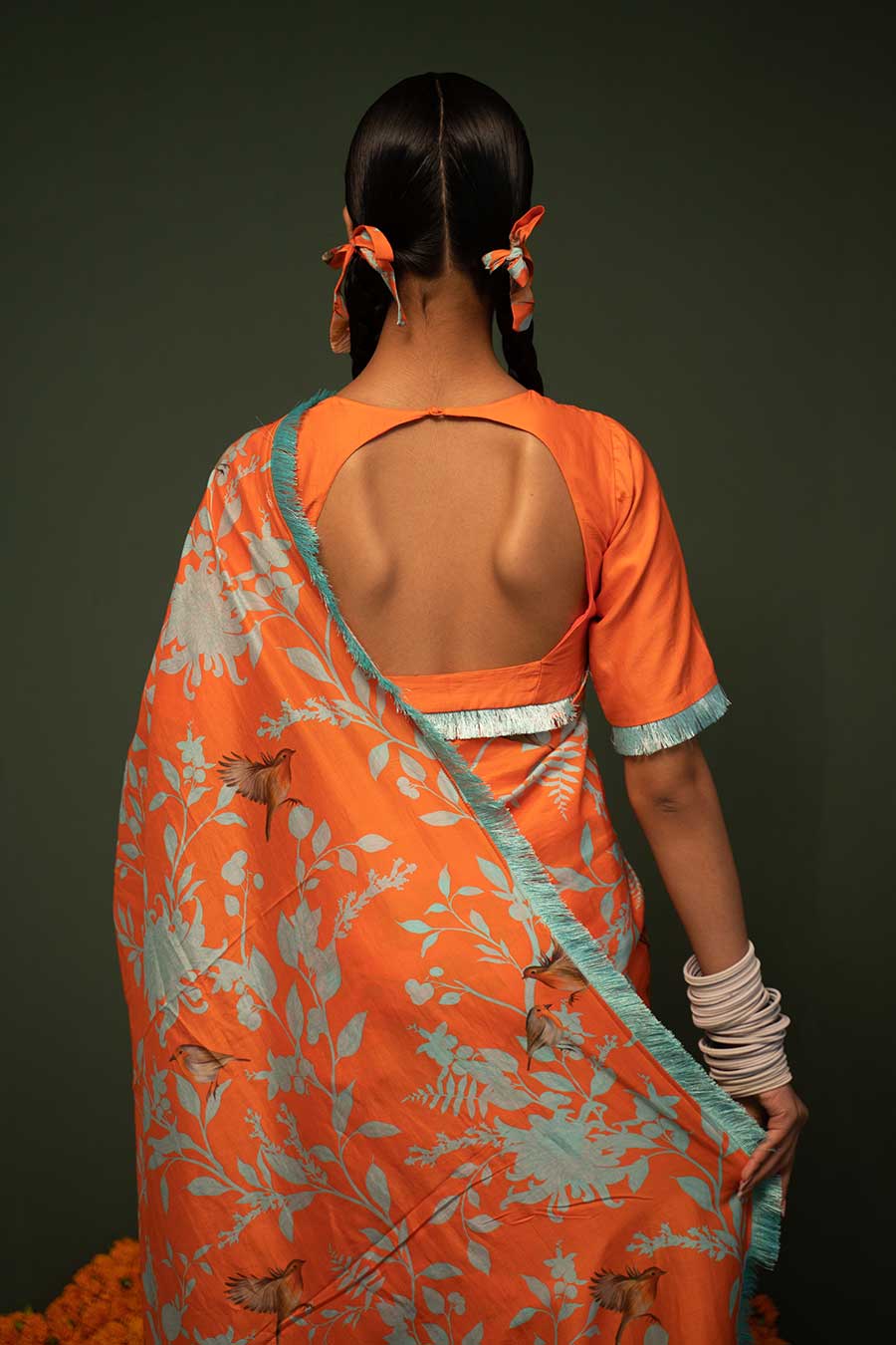 Masakali Orange Printed Saree