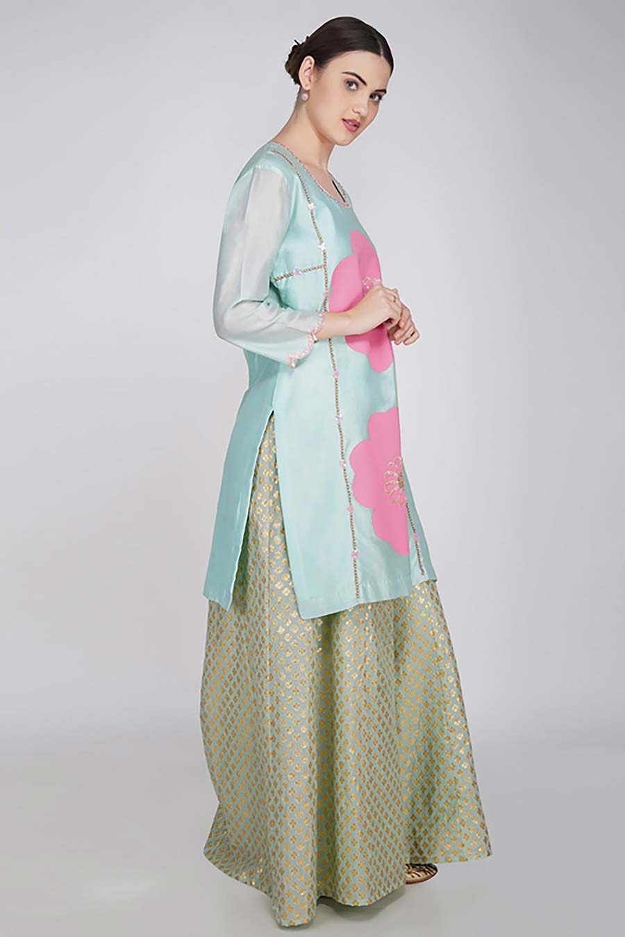 Blue Chanderi Sharara Set