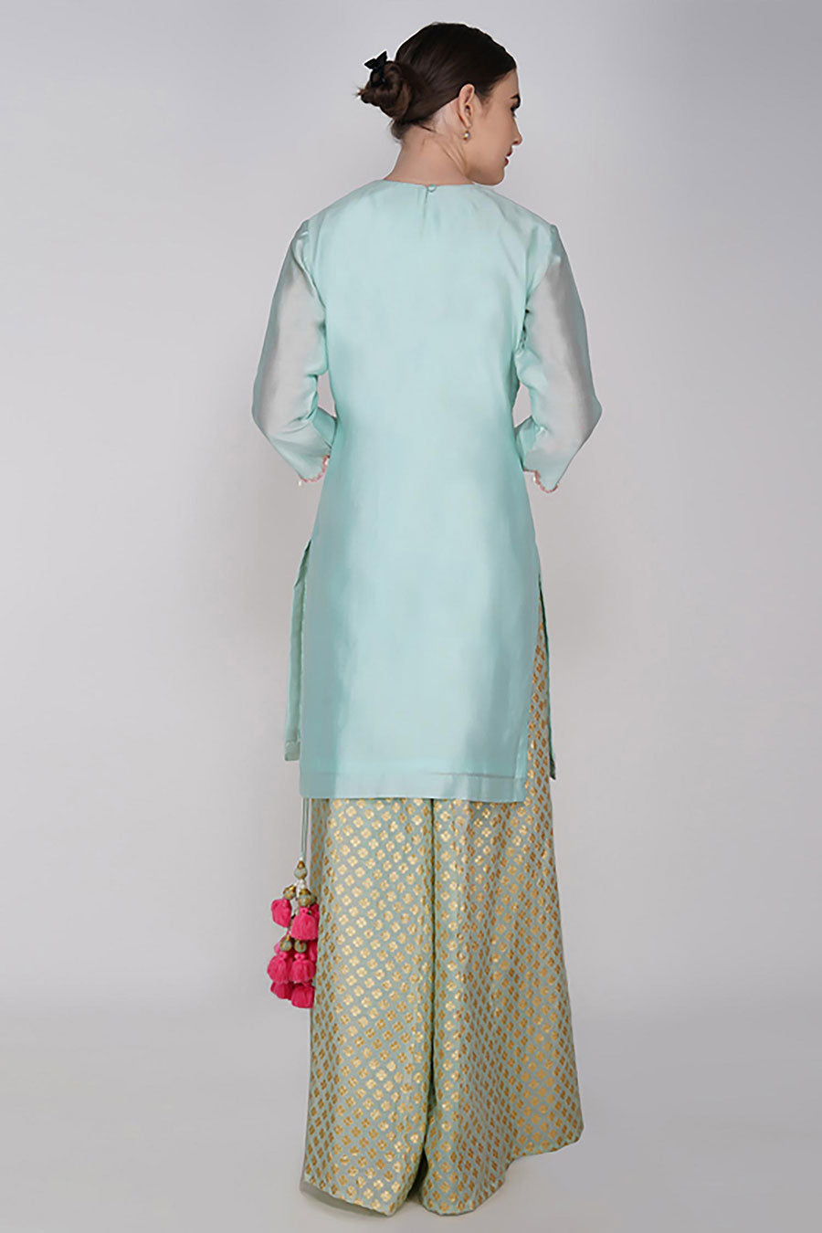 Blue Chanderi Sharara Set