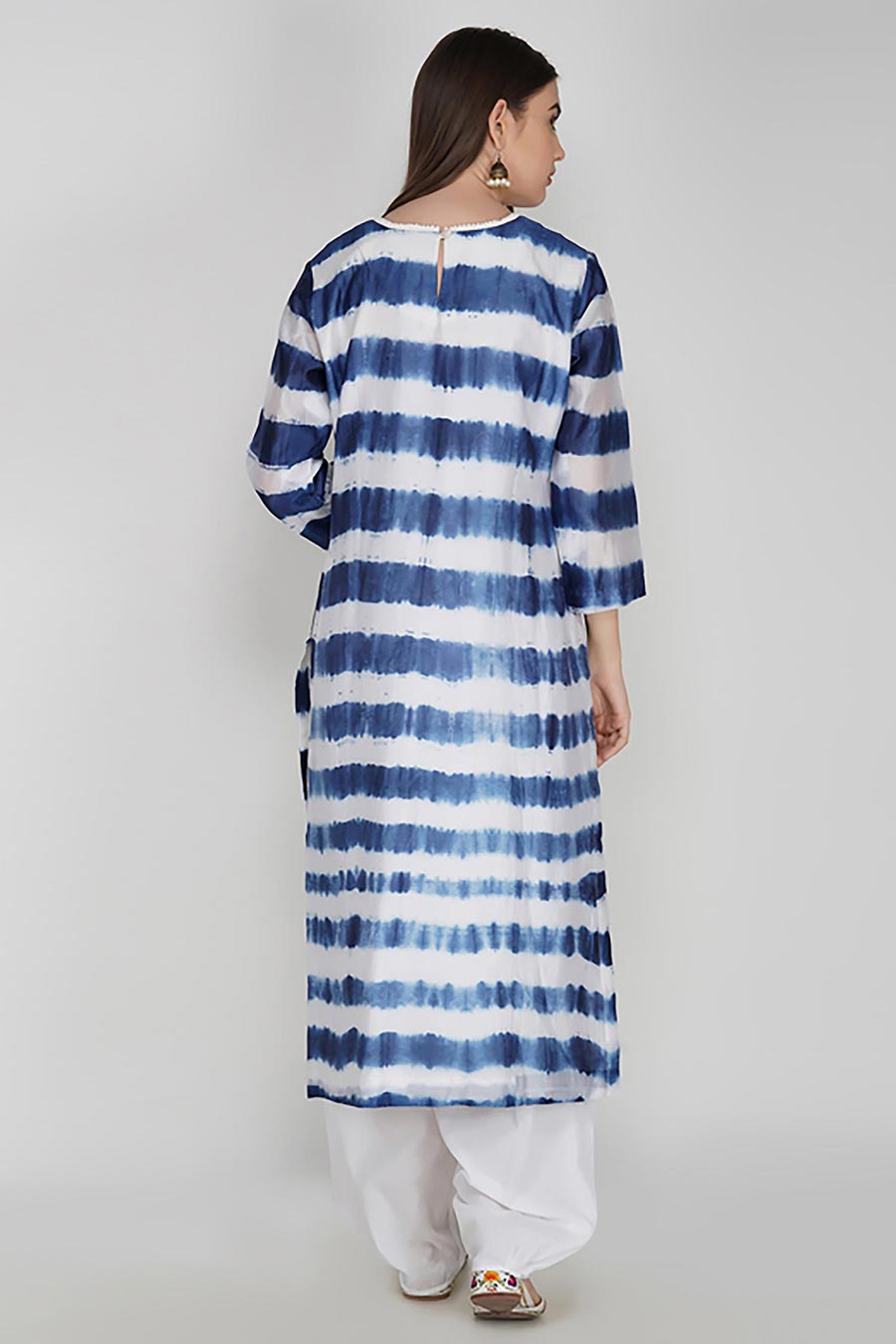 Blue Chanderi Tie-Dye Kurta Set (Set of 3)
