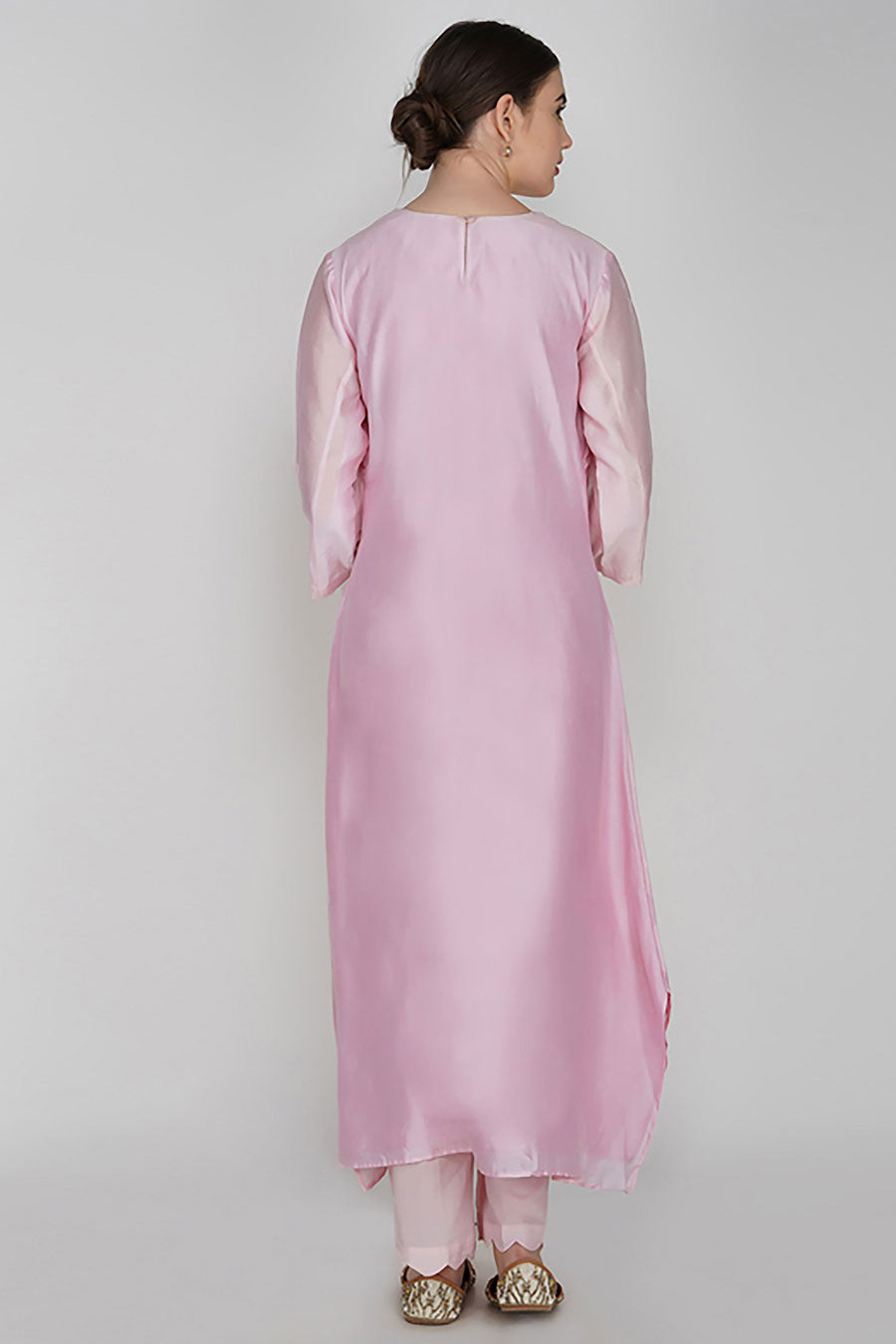 Pink Chanderi Embroidered Kurta Set