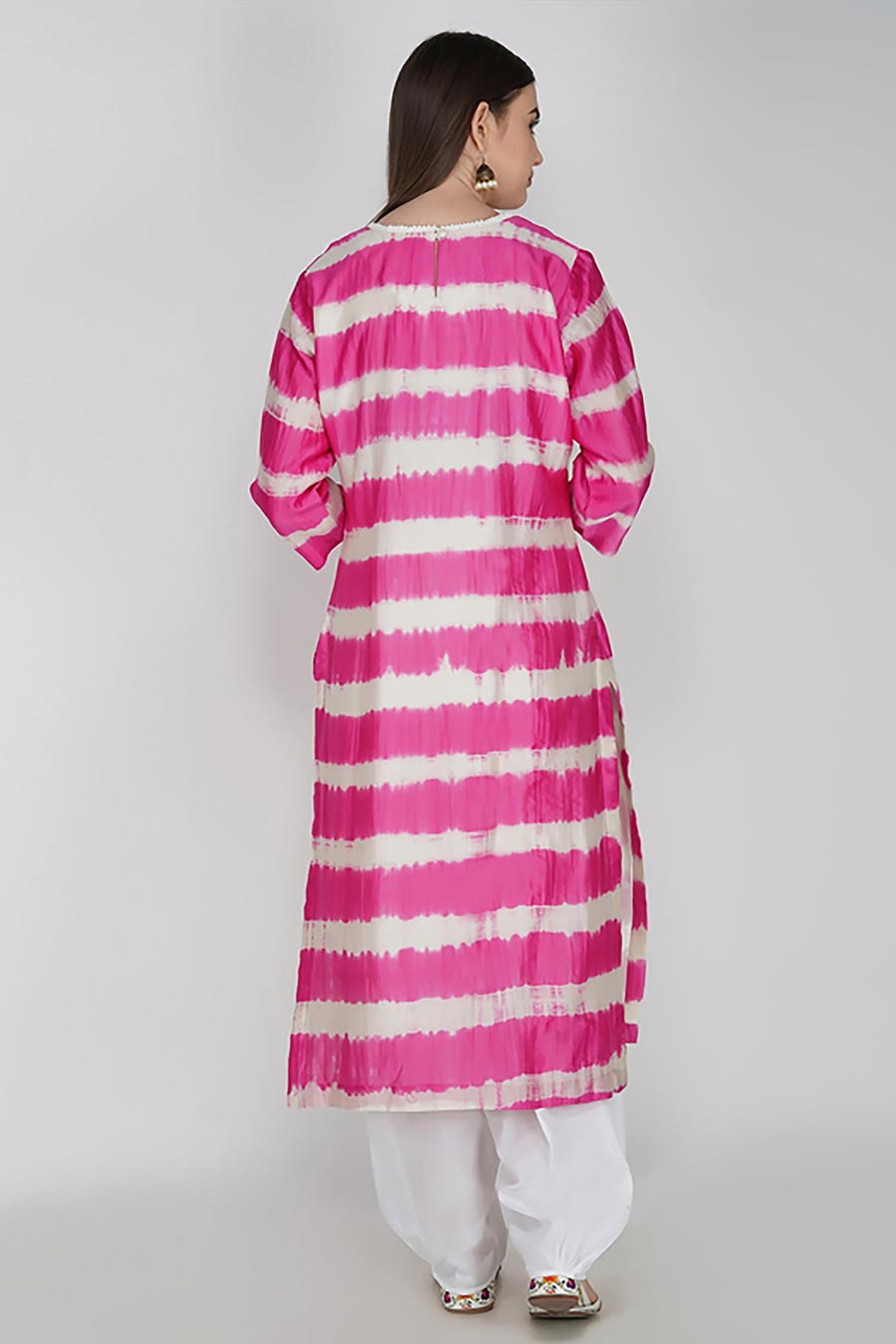 Pink Chanderi Tie-Dye Kurta Set (Set of 3)