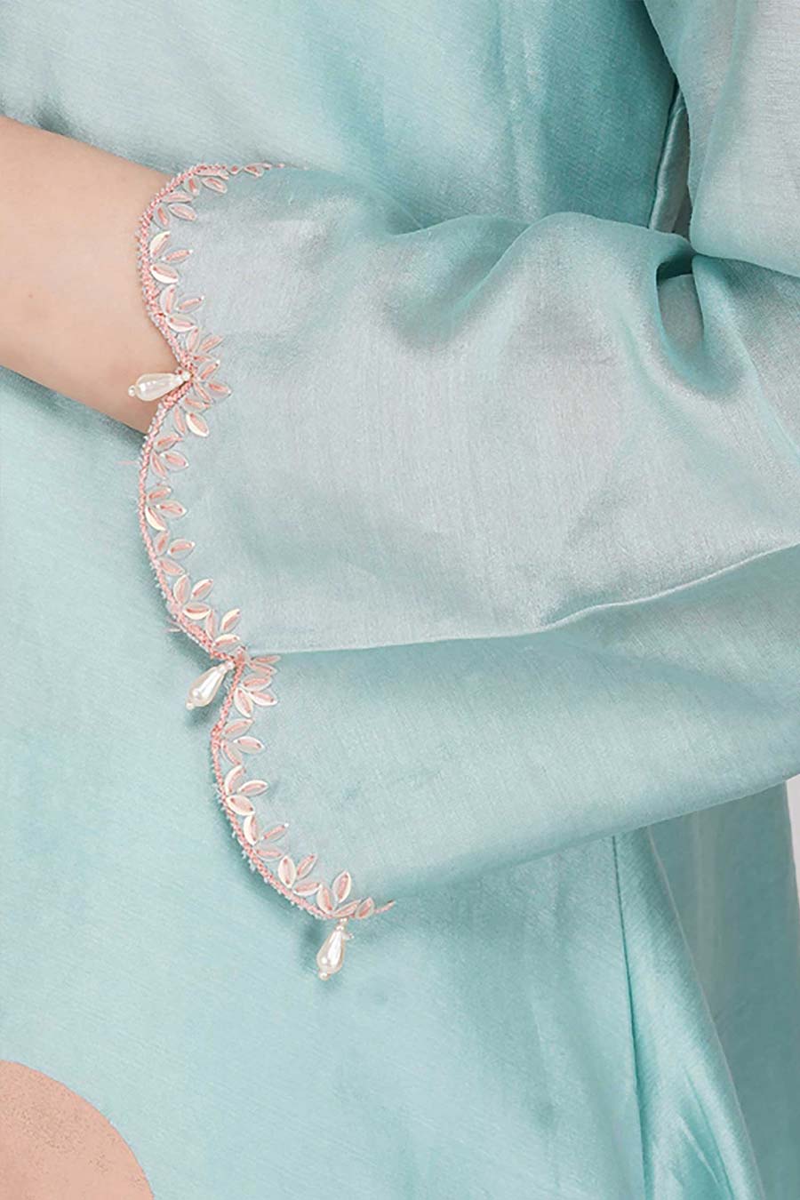 Teal Chanderi Embroidered Kurta Set