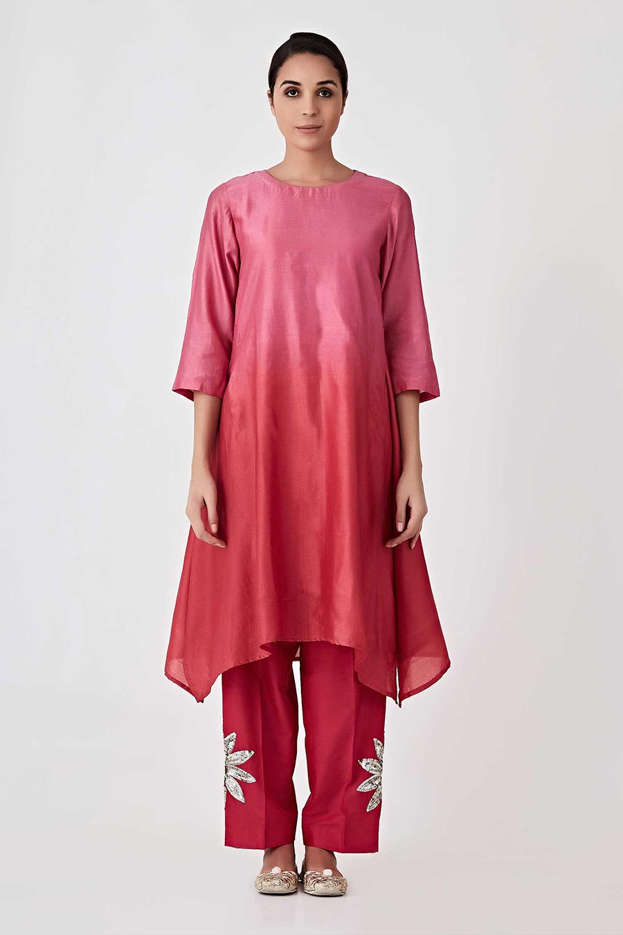 Pink & Red Ombre Kurta Set (Set of 3)