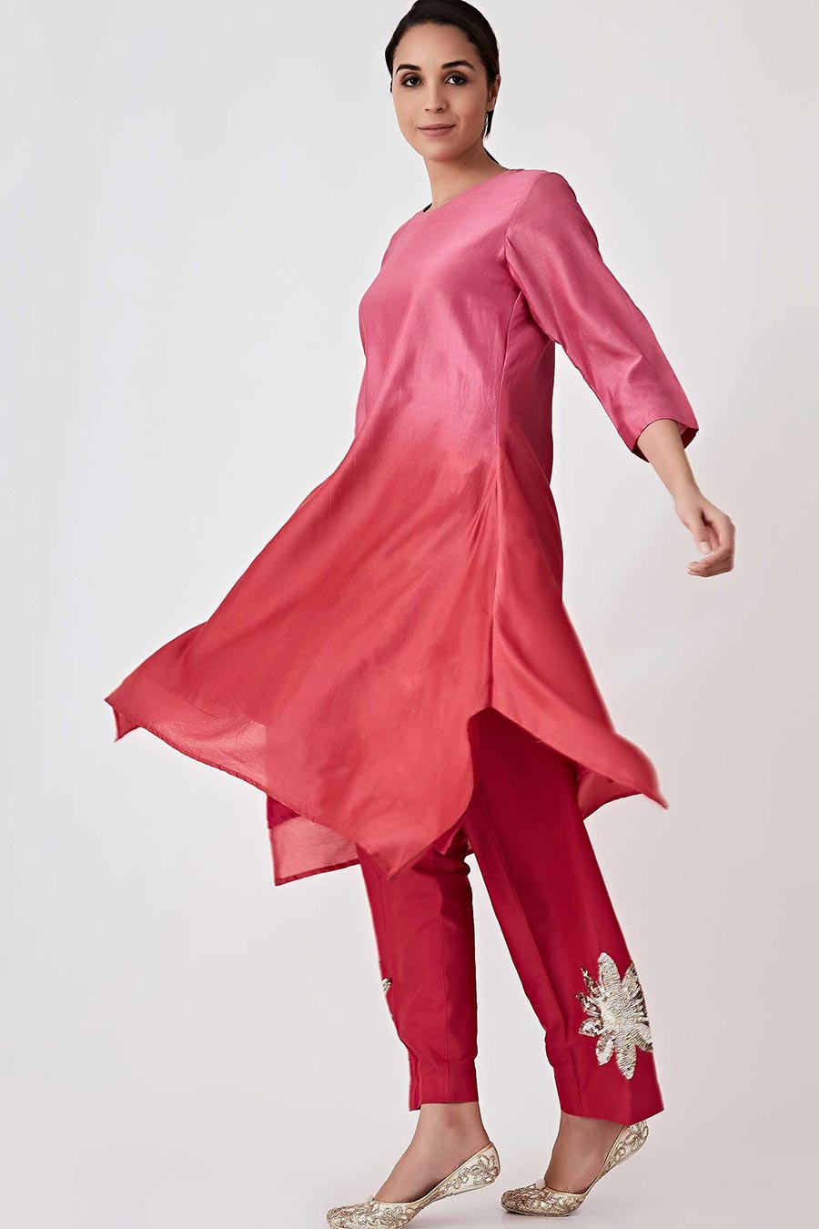 Pink & Red Ombre Kurta Set (Set of 3)