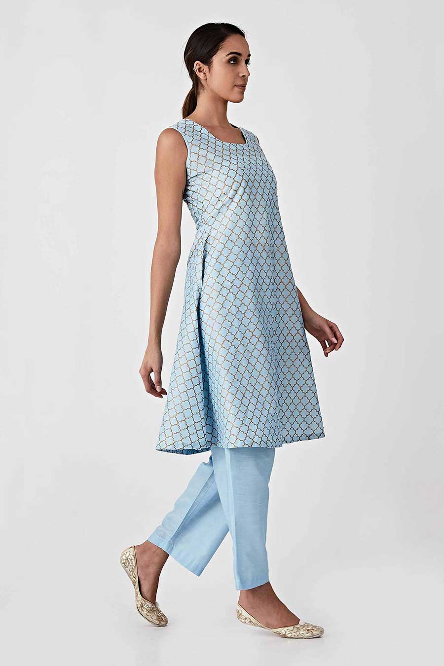 Blue Handblock Print Kurta & Pant Set