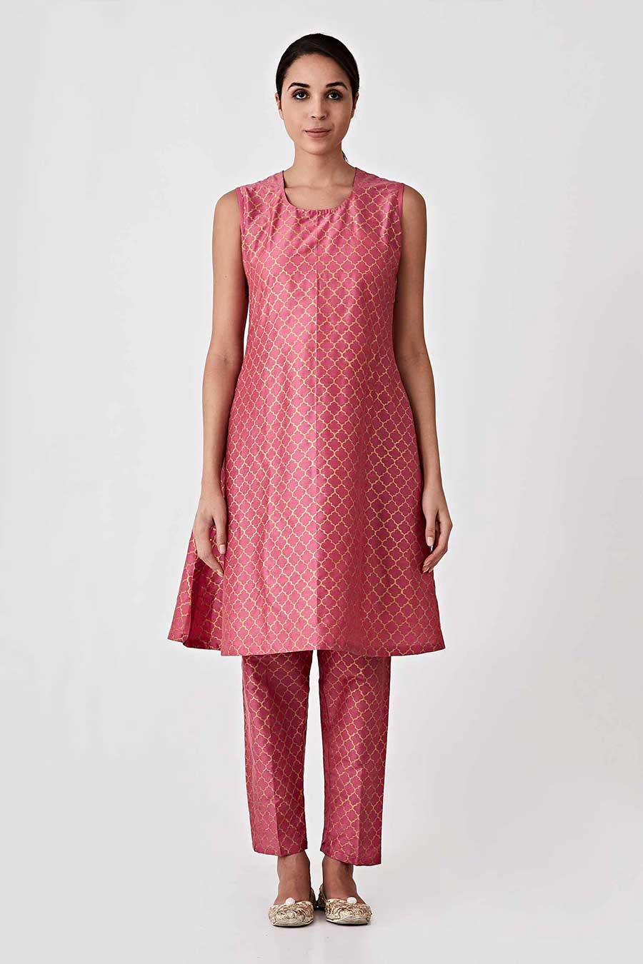 Plum Handblock Print Kurta & Pant Set