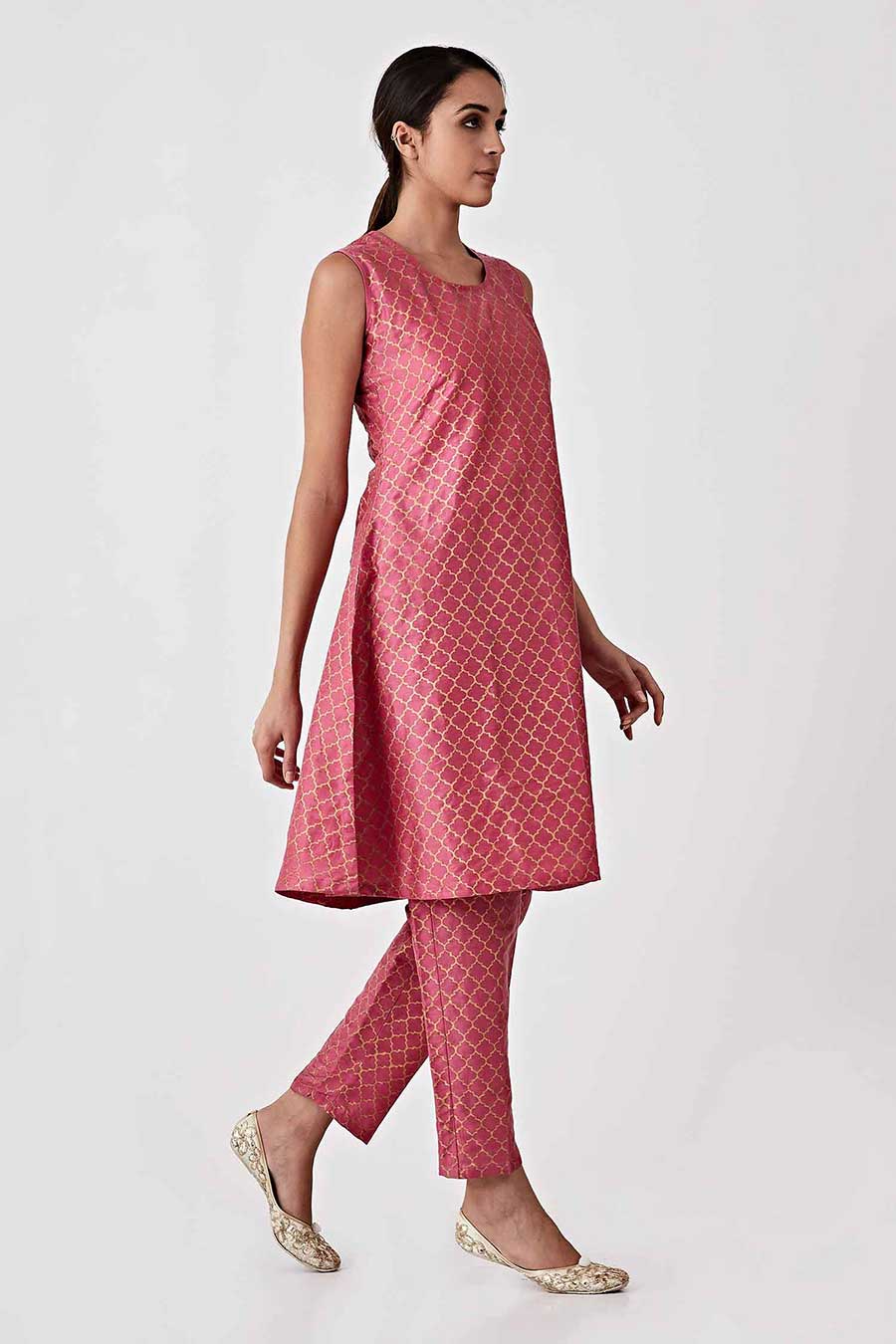 Plum Handblock Print Kurta & Pant Set