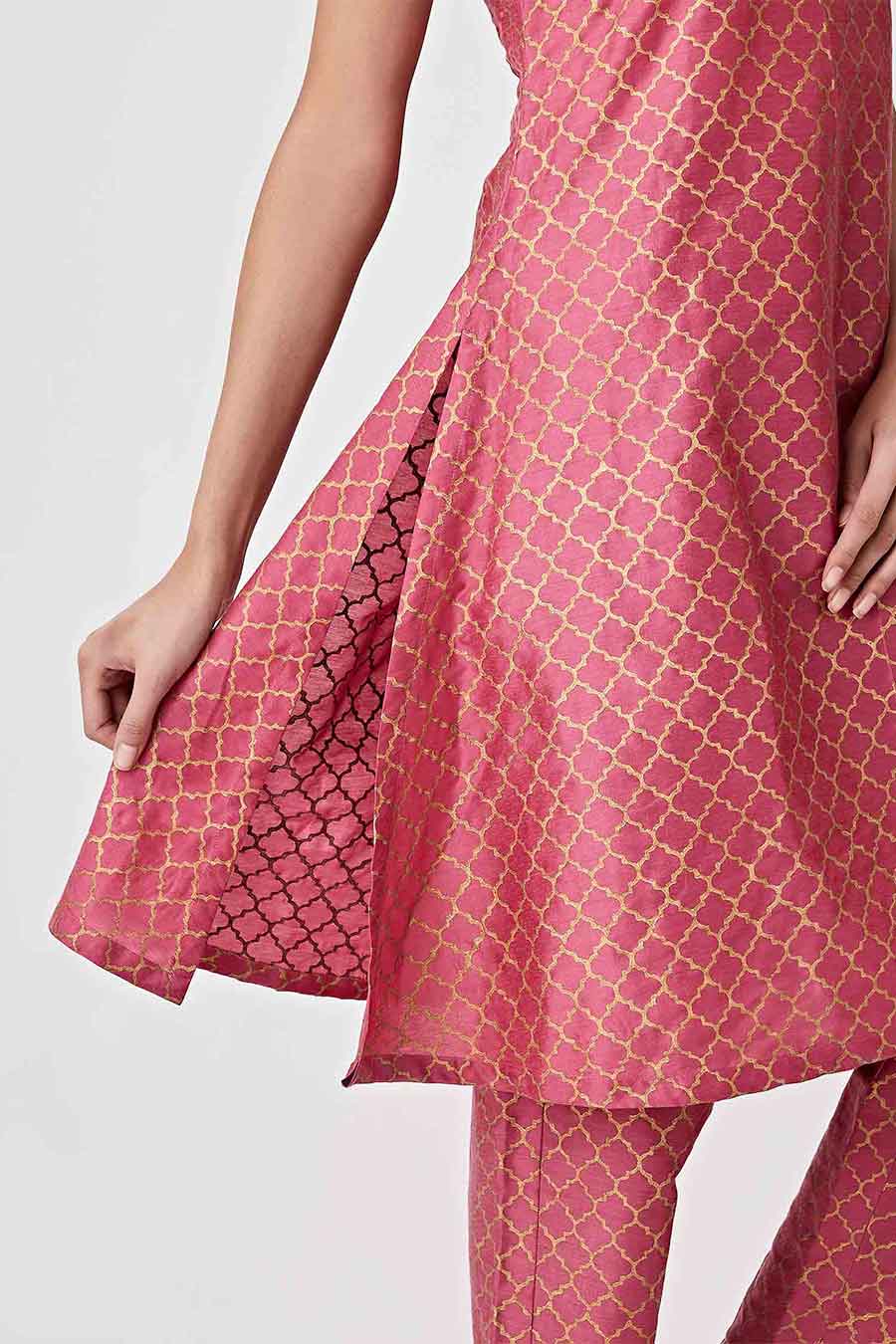 Plum Handblock Print Kurta & Pant Set
